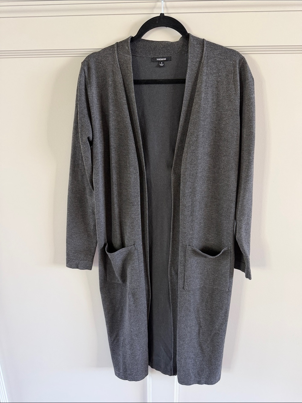 Premise Open-Front Gray Long Cardigan Coat